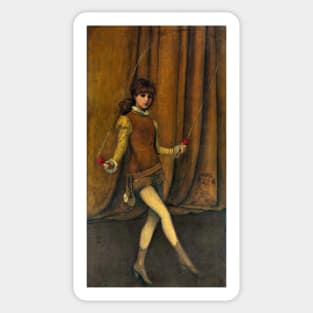 Girl Skipping Rope, Harmony in Yellow and Gold 1876 Connie Gilchrist Sticker